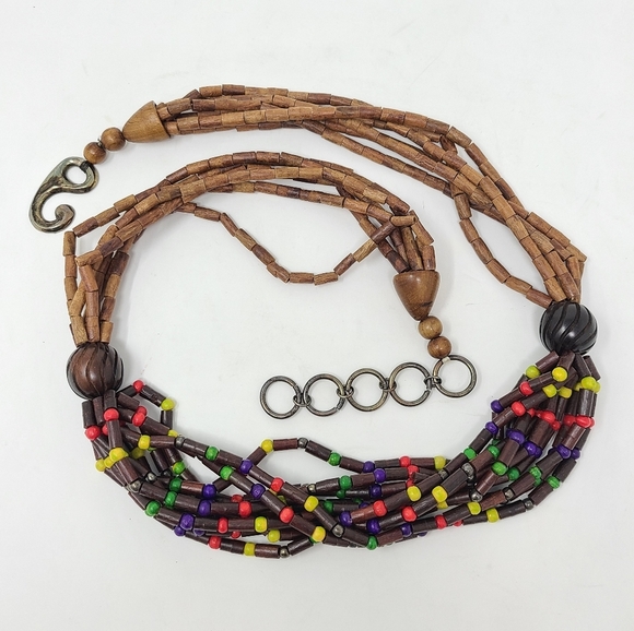 Boho Colorful Wooden Bead Chain Belt Hippie Beach - Picture 1 of 7